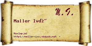 Maller Ivó névjegykártya